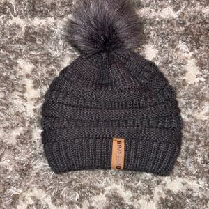 Cozy Black Knit Pom-Pom Beanie